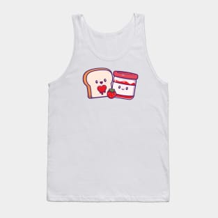 Cute Bread With Cute Strawberry Jam Cartoon Tank Top